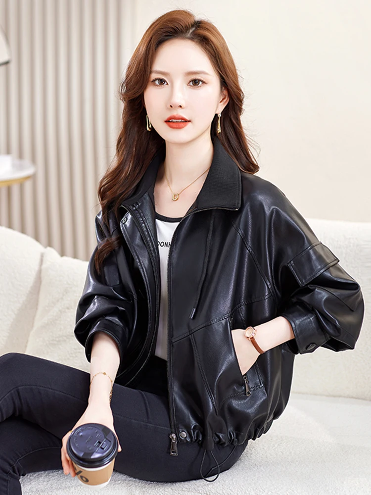 Giacca in Pelle di Pecora con Effetto Snellente, Vestibilità Comoda, Versatile, Stile Motociclista, Alla Moda per il Pendolarismo