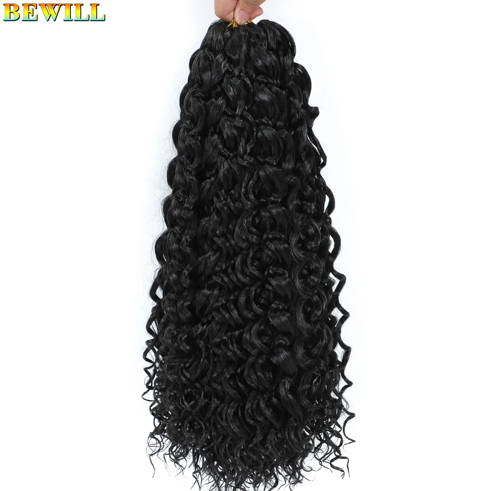 BEWILL GoGo Curl Häkelhaar 14 18 Zoll Wasserwelle Strand Curl Häkelhaar Ombre Synthetische böhmische Zöpfe Haarverlängerungen 1B – Detail 17