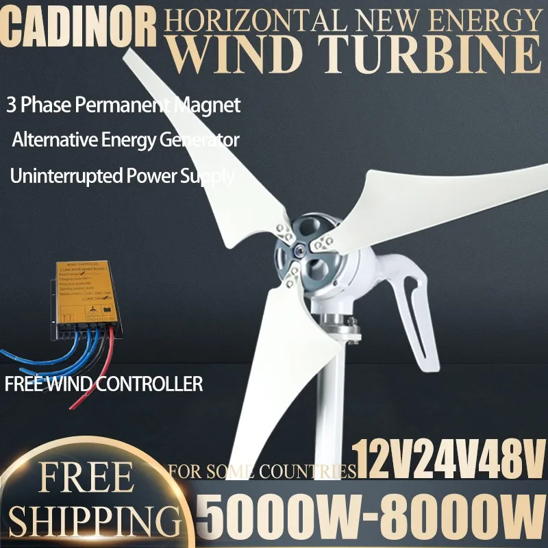 Wind Turbine Generator 8000W 5000W 12V 24V 48V DC 3 5 Blades With MPPT Controller System Portable Windmills Renewable Energy