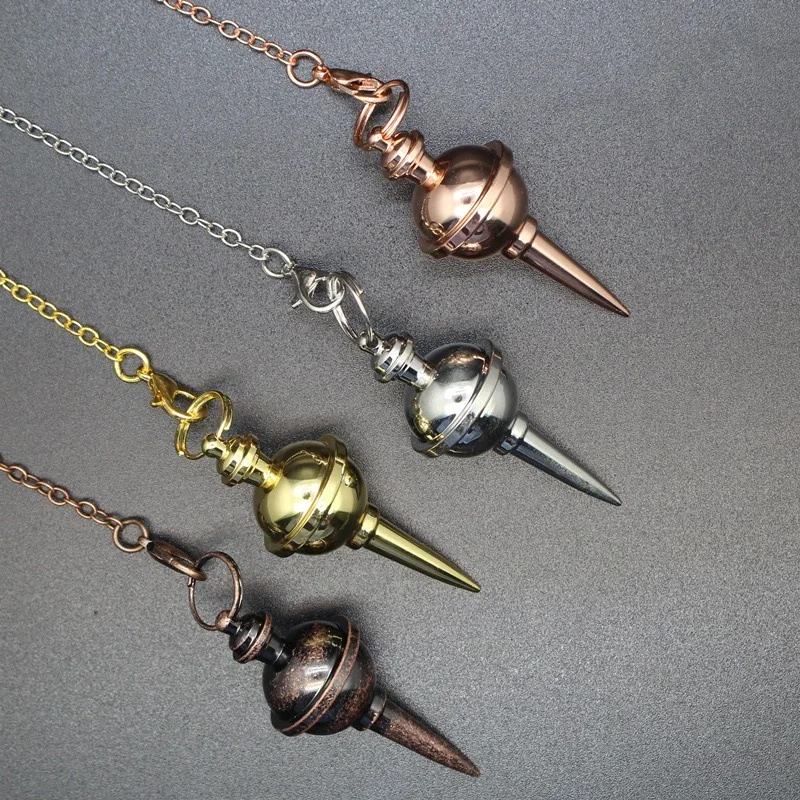 Real Cone Copper Metal Pendulum for Divination Gold Color Pendant Pendulums Witch pendant Pendulo reiki Spiritual Products X086