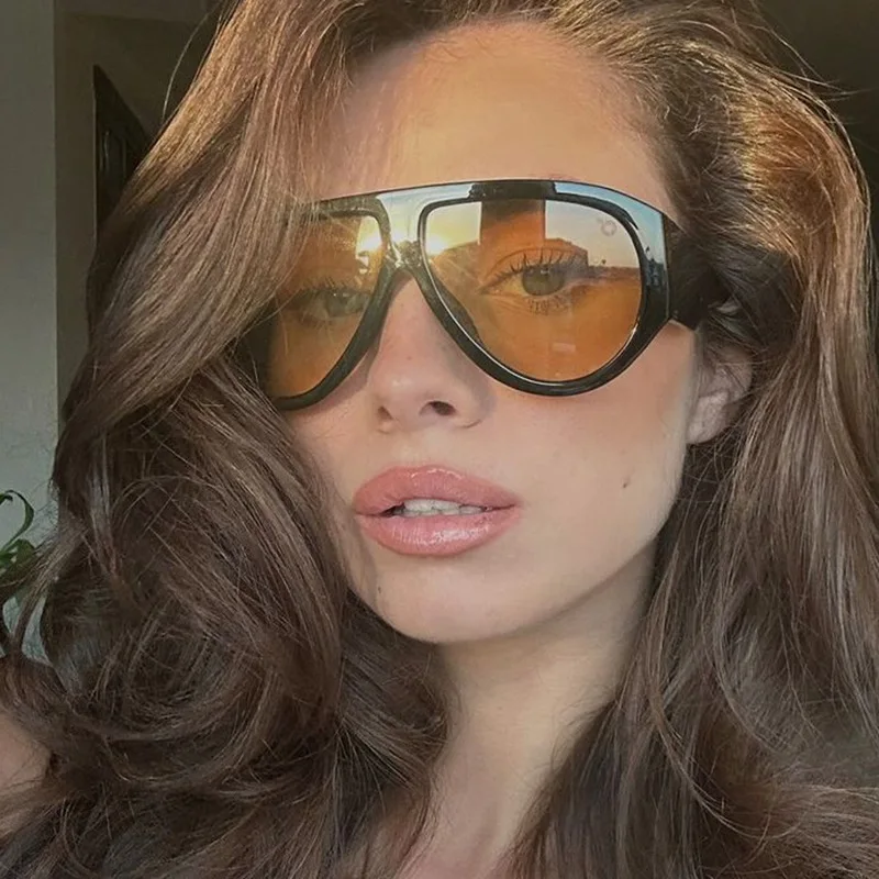 

Large frame outdoor sunglasses for both men and women, pilot style, fashionable luxury brand designer, sunscreen punk sunglasses