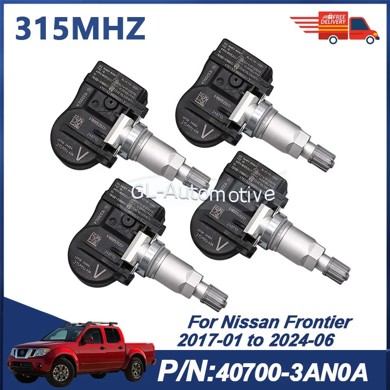 

4PCS TPMS Tire Pressure Sensor For Nissan Frontier 2017-2024 315MHZ 40700-3AN0A 40700-3AN0B