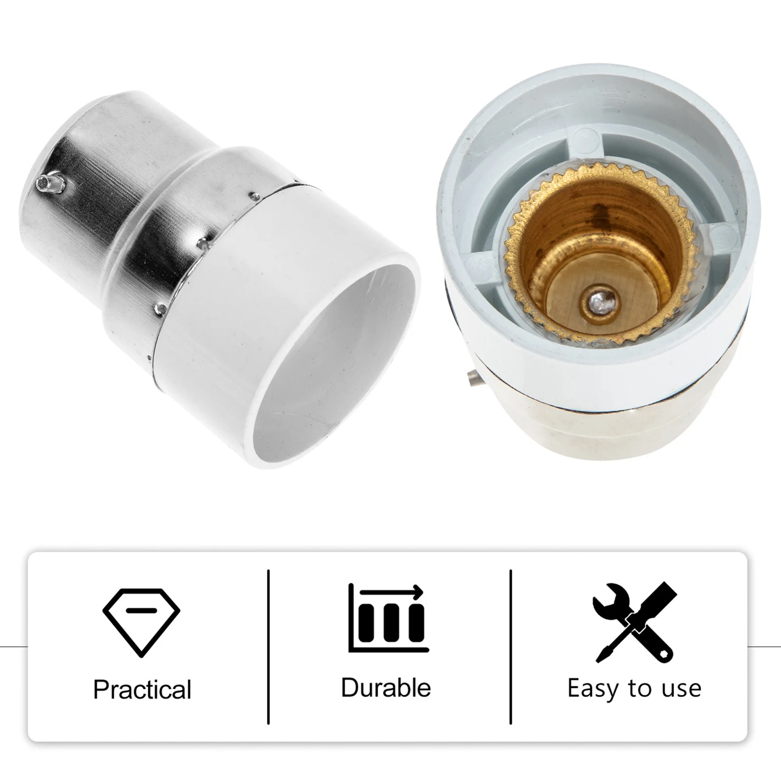 

8Pcs B22 to E14 Light Bulb Adapter Socket Converter Professional Grade Pc and Copper Connector for Standard Lamps Fixtures