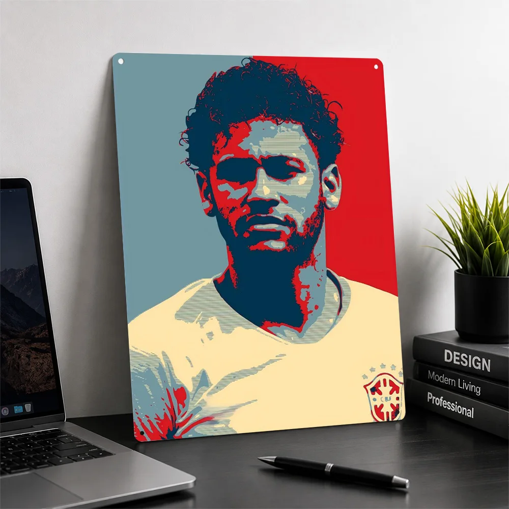 Neymar Poster Athletic Wall Art Personalized Vintage Metal Sign for Sports Room Man Cave Gym Home Decor Fan Gift Display Plaque