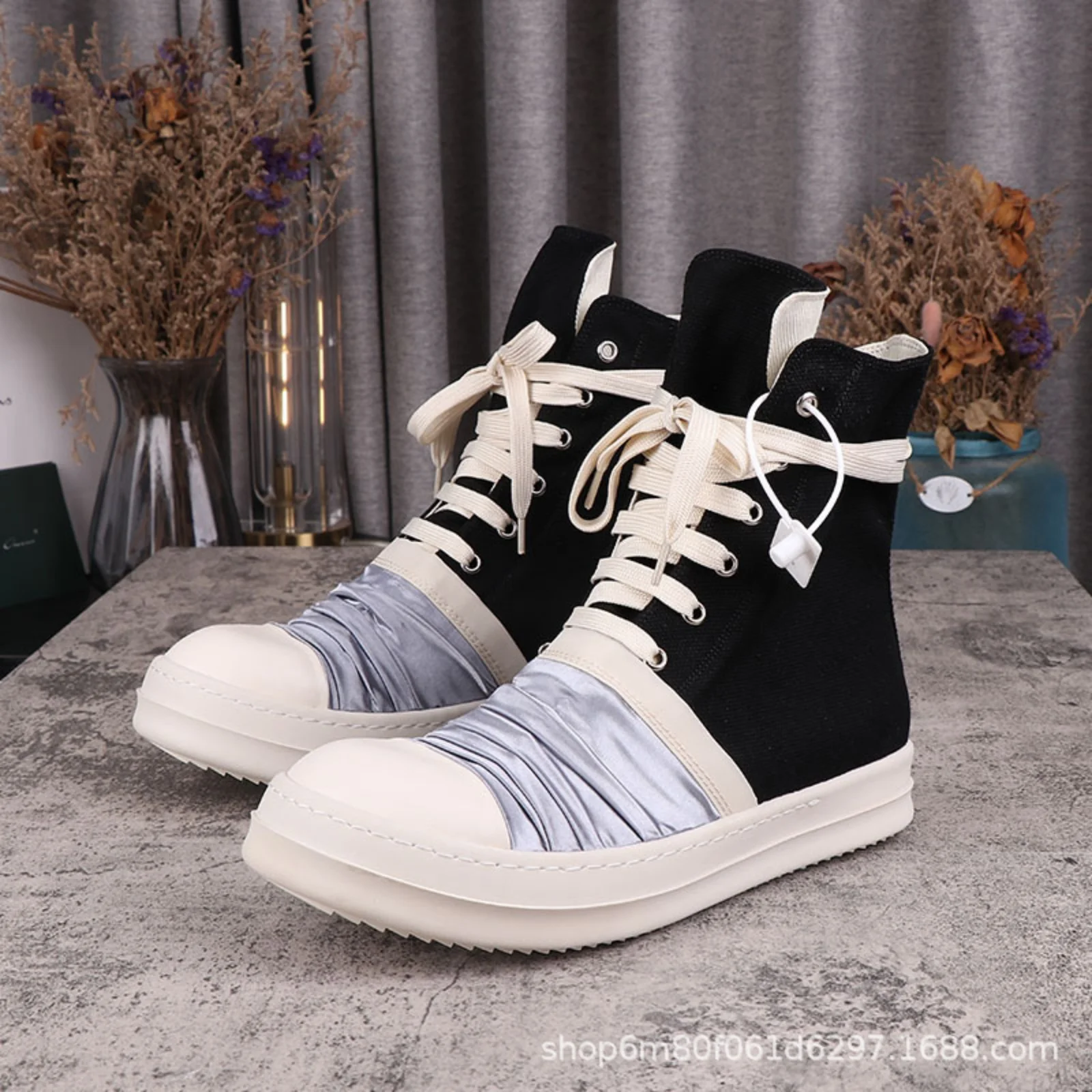 High top Quality Men and Women Casual Sneakers 35-48 Fashion Designer Canvas shoes Punk Goth Zipper RO Trendy Tennis shoes