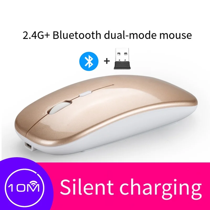 Wireless Bluetooth 5.2 Mouse luminoso ricarica USB Mouse Wireless da 2.4GHz Mouse da gioco portatile da 1600DPI per Computer Tablet