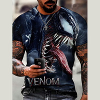 Disney 2024 Summer New Men T-Shirt Casual Marvel Venom Cool 3D Printed T Shirts For Men Short Sleeve Tee Oversized Men Clothing