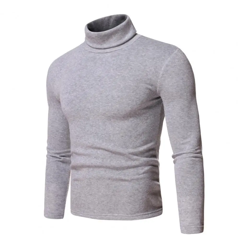 T-shirt a collo alto da uomo autunno inverno Slim Fit Fashion High Elastic manica lunga in cotone Casual traspirante abbigliamento Pullover Bottom