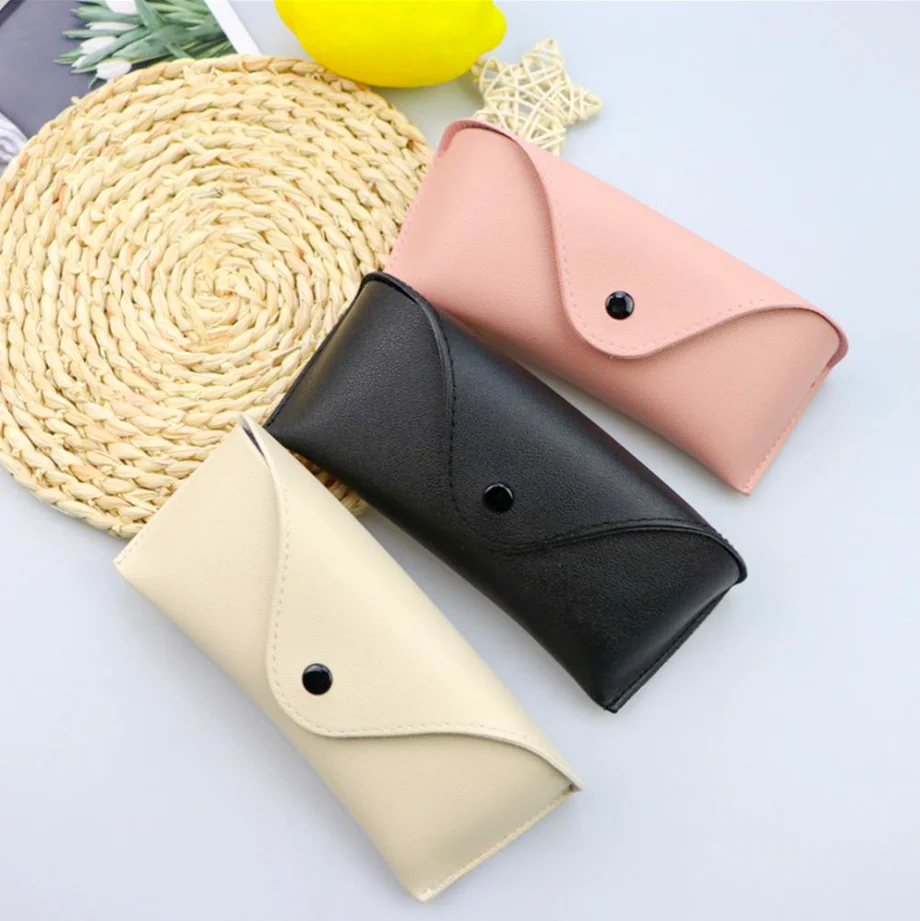 1 Stuks Draagbare Pu Lederen Zachte Bril Hoes Zonnebril Beschermer Doos Effen Kleur Drukbestendige Brillen Etui Accessoires