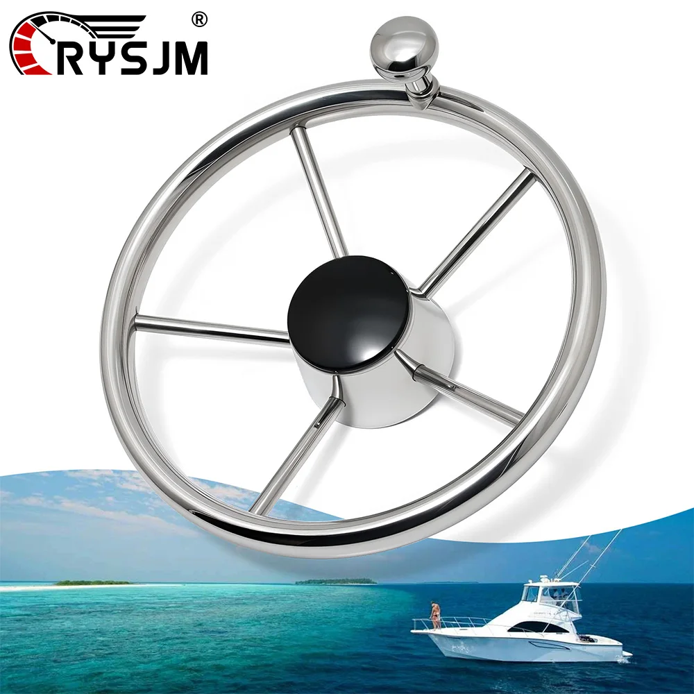 

11'' Marine Boat Accessories Stainless Steel Steering Wheel With Knob Grip Fit For Yacht Boat with Black Foam Or without Foam