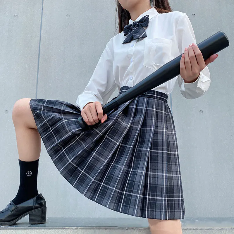 

School Student Long Sleeves Uniform Full Set Girl Jk Japanese Seifuku Sailor Dress High Waist Pleated Skirt Cosplay Schoolgirl