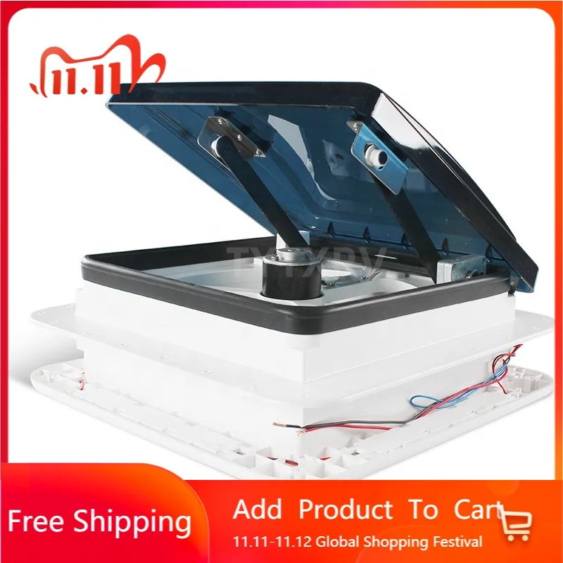 

STLF TYTXRV RV Accessories 12V 11'' RV Roof Vent with LED Light & Rain Sensor 6 Speeds Adjustable Caravan Exhaust Fan