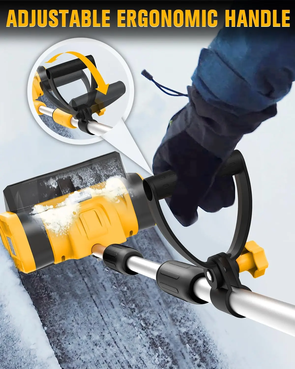 Pala da neve pieghevole Batteria al litio elettrica 21V Lancia neve Spazzaneve portatile Spazzatrice da neve per uso domestico Spazzaneve a spinta manuale