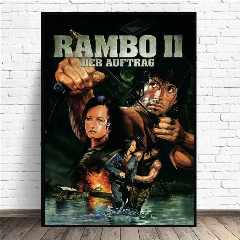 Classic Movie Rambo First Blood Vintage Film Poster Canvas Painting HD Printed Modern Wall Art Pictures Bedroom Home Decor