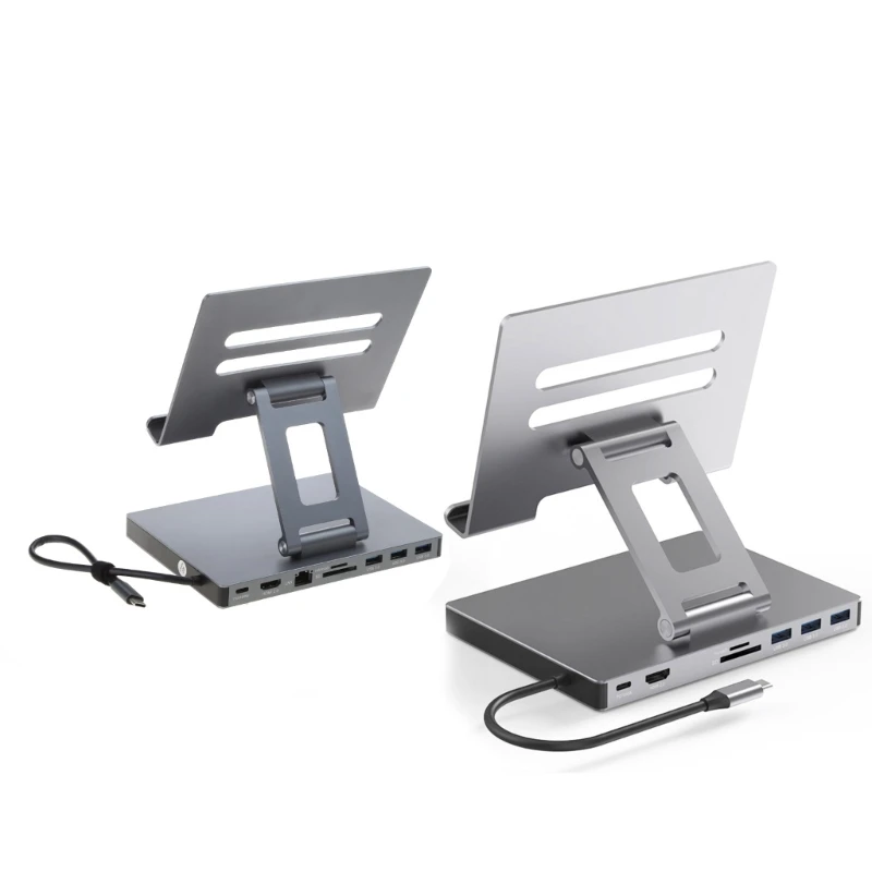 Aluminum USB Type Docking Station Laptop Holder Dock Station 9 in 1 8 in 1 HUB Dropship