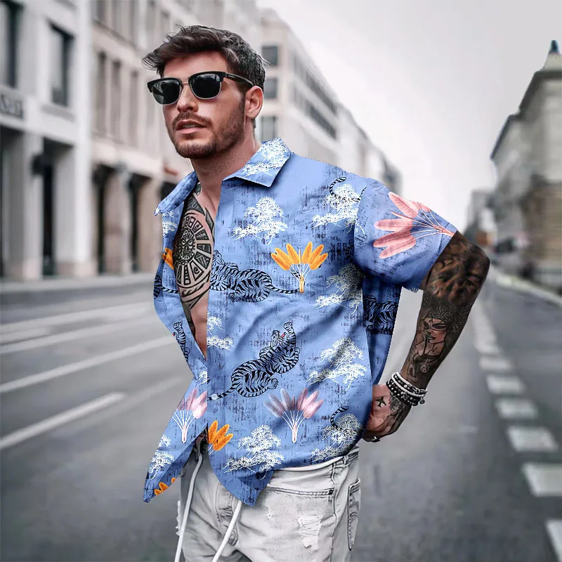 Camisa hawaiana informal de playa para hombre, Tops cortos con estampado 3D de gran tamaño, ropa de calle, ropa de playa para vacaciones