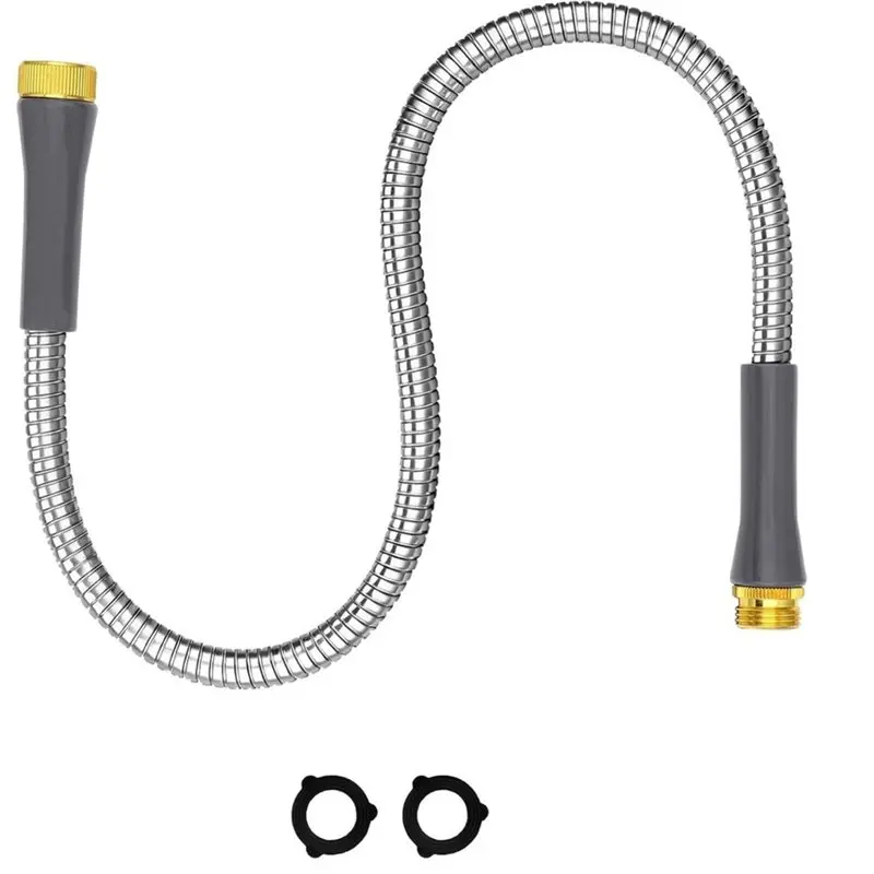 LLCS-Stainless Steel Flexible Water Hose 3Ft Short Metal Extension Connector 5/8