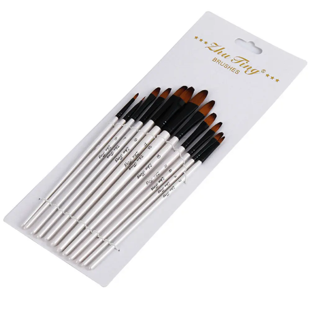12Pcs Painting Brush Set Professional Fine Tip Art Brushes for Detail Work Watercolor Ink Acrylics Craft Hobby Miniature