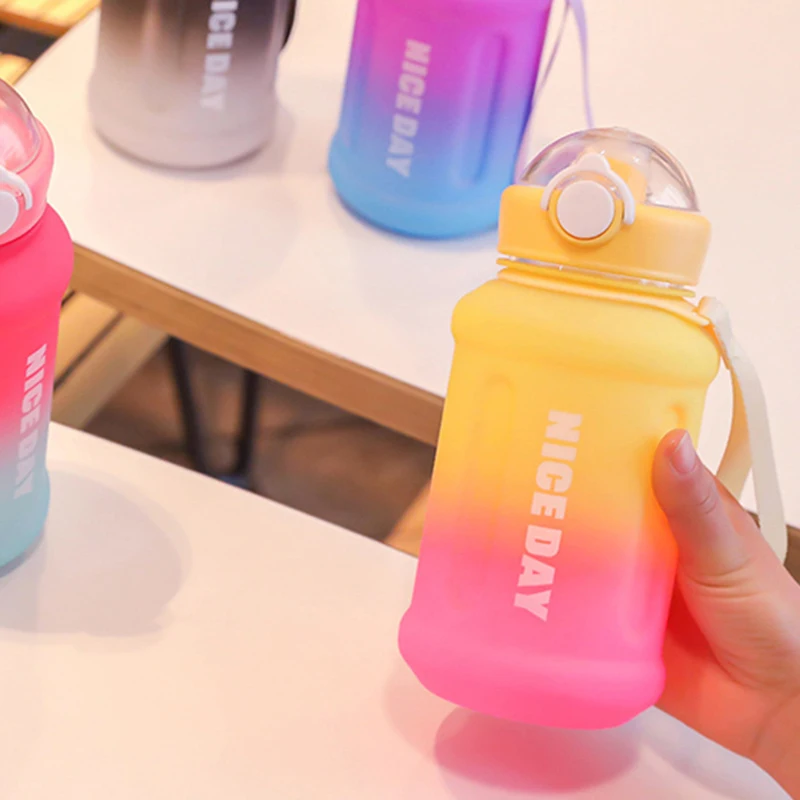 900ml Color-changing Kettle Frosted Cup Plastic Straw Cup Sports Portable Water Cup