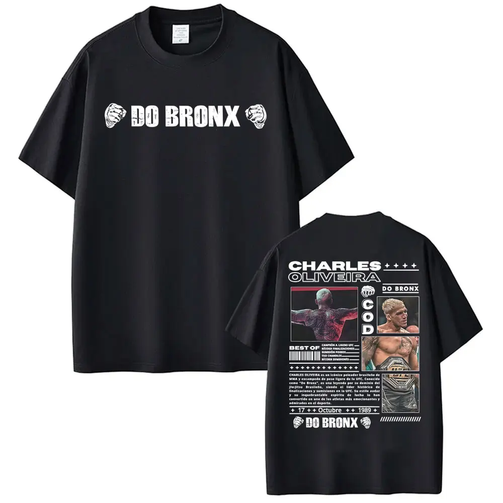 Limited Charles Oliveira Do Bronx Vintage Graphic T Shirts Men Women Fashion Gothic Oversized T Shirt Casual 100% Cotton T-shirt