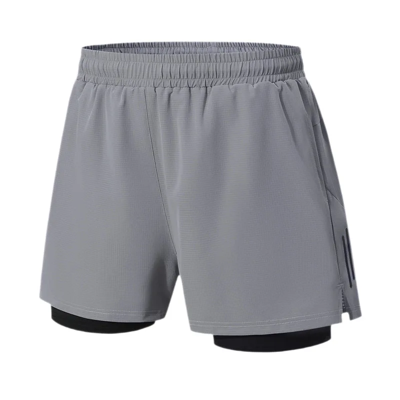 Men's Summer Sports Shorts for Running and Fitness—Breathable, Faux Two-Piece Design to Prevent Exposure