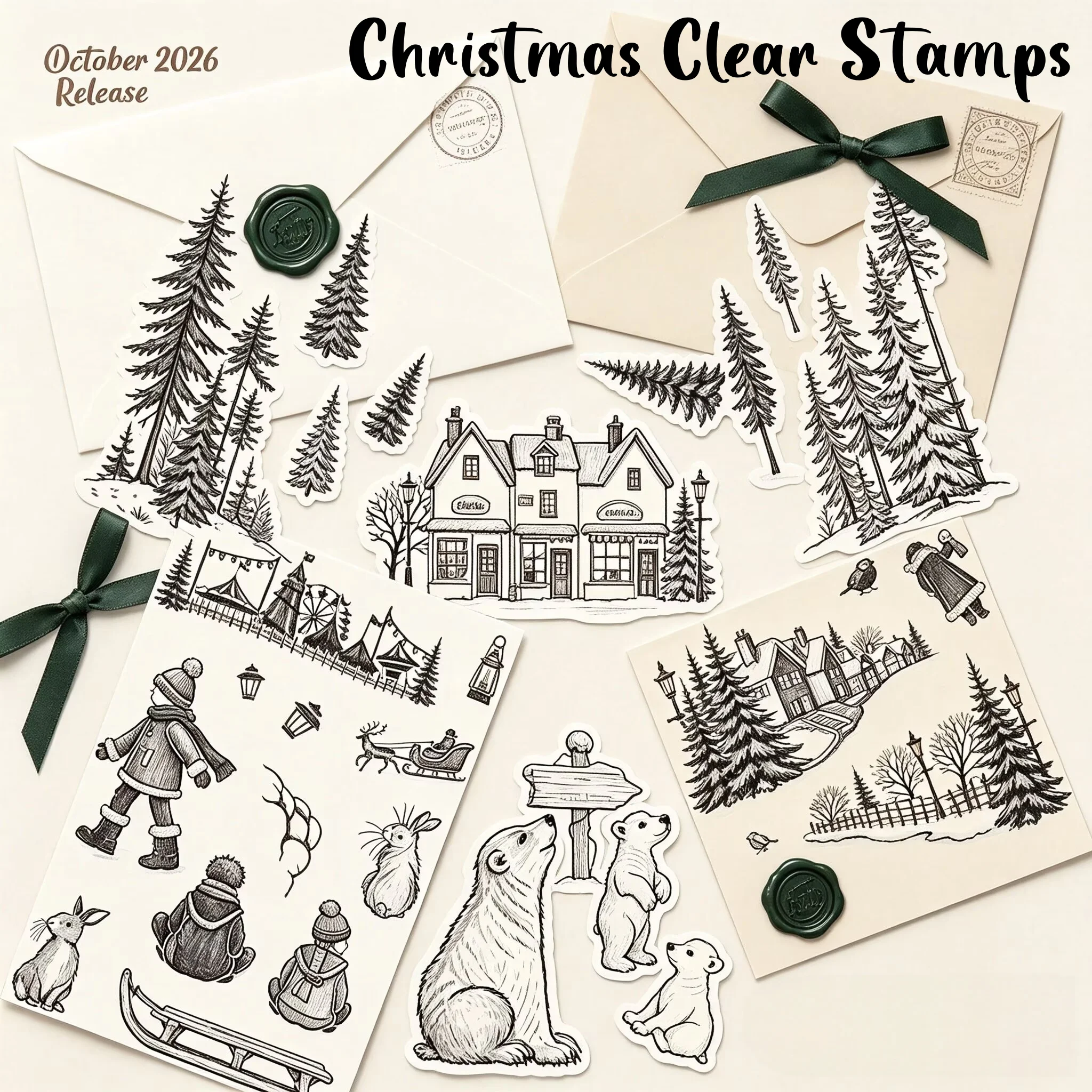 Newest 2026 Christmas Trees Collection Winter Clear Stamps Stencil For DIY Decorating Scrapbook Paper Card Embossing Craft