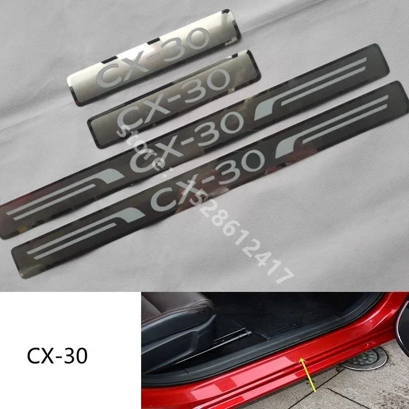 Stainless Steel Rear Bumper Protector Sill Trunk Tread Plate Trim Scuff Plate/Door Sill For MAZDA CX-30 CX30 2019 2020-2024