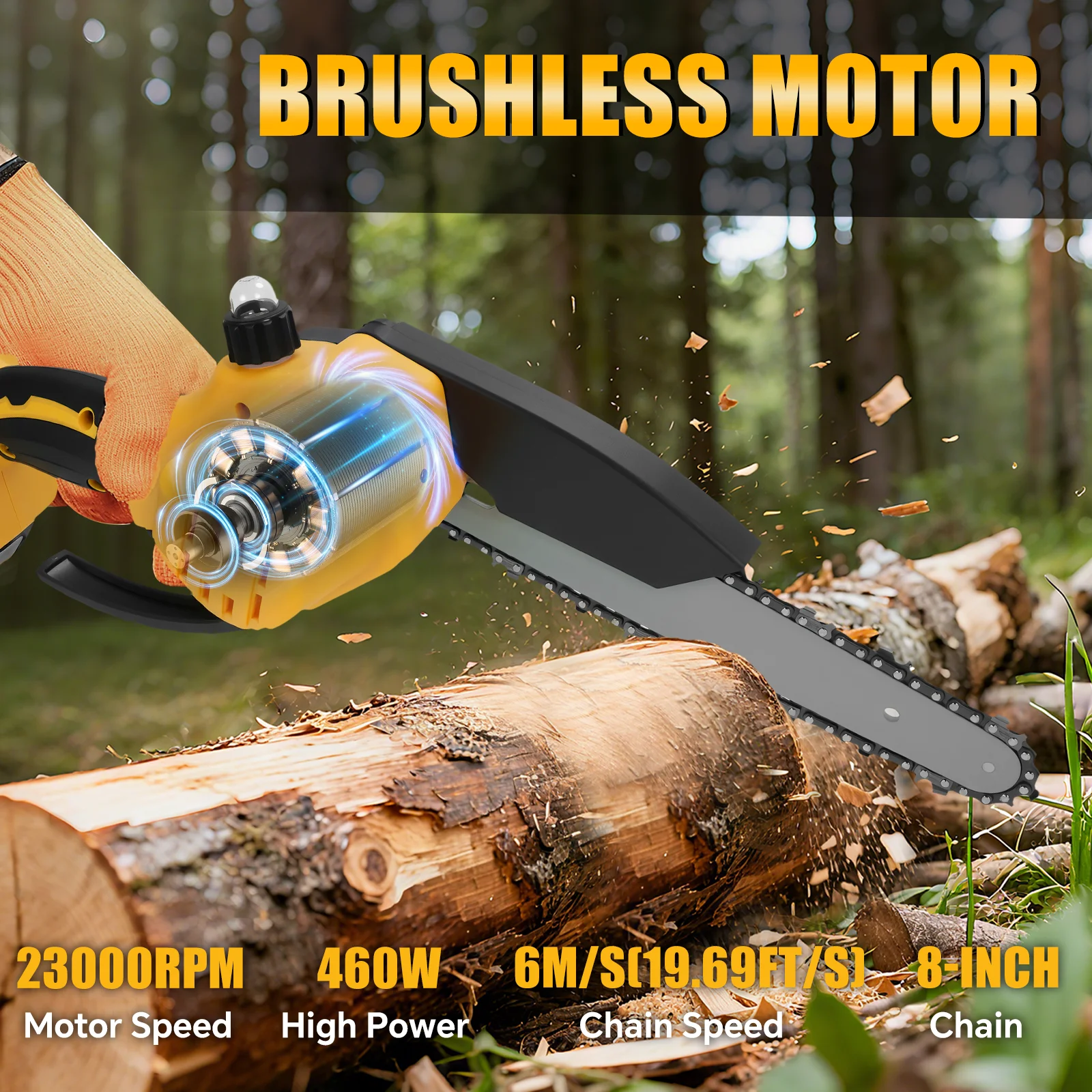 منشار كهربائي صغير بدون فرش 8 بوصة منشار كهربائي لاسلكي يده شجرة المتقلب حديقة أداة السلطة لبطارية ديوالت 20 فولت #3