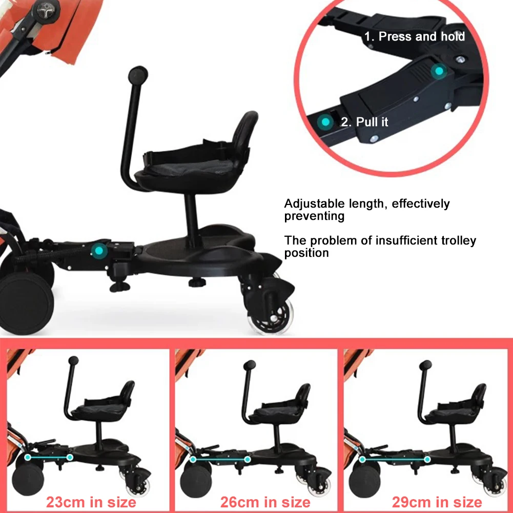 

Universal Twins Scooter Hitchhiker Children Stroller Pedal Adapter Kid Standing Plate with Seat Pushchair Step Board Accessories