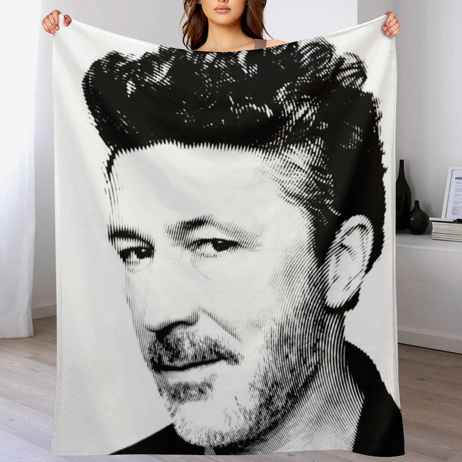 

Black & White Portrait Of Aidan Gillen Throw Blanket Vintage for sofa Hairys sofa bed Blankets