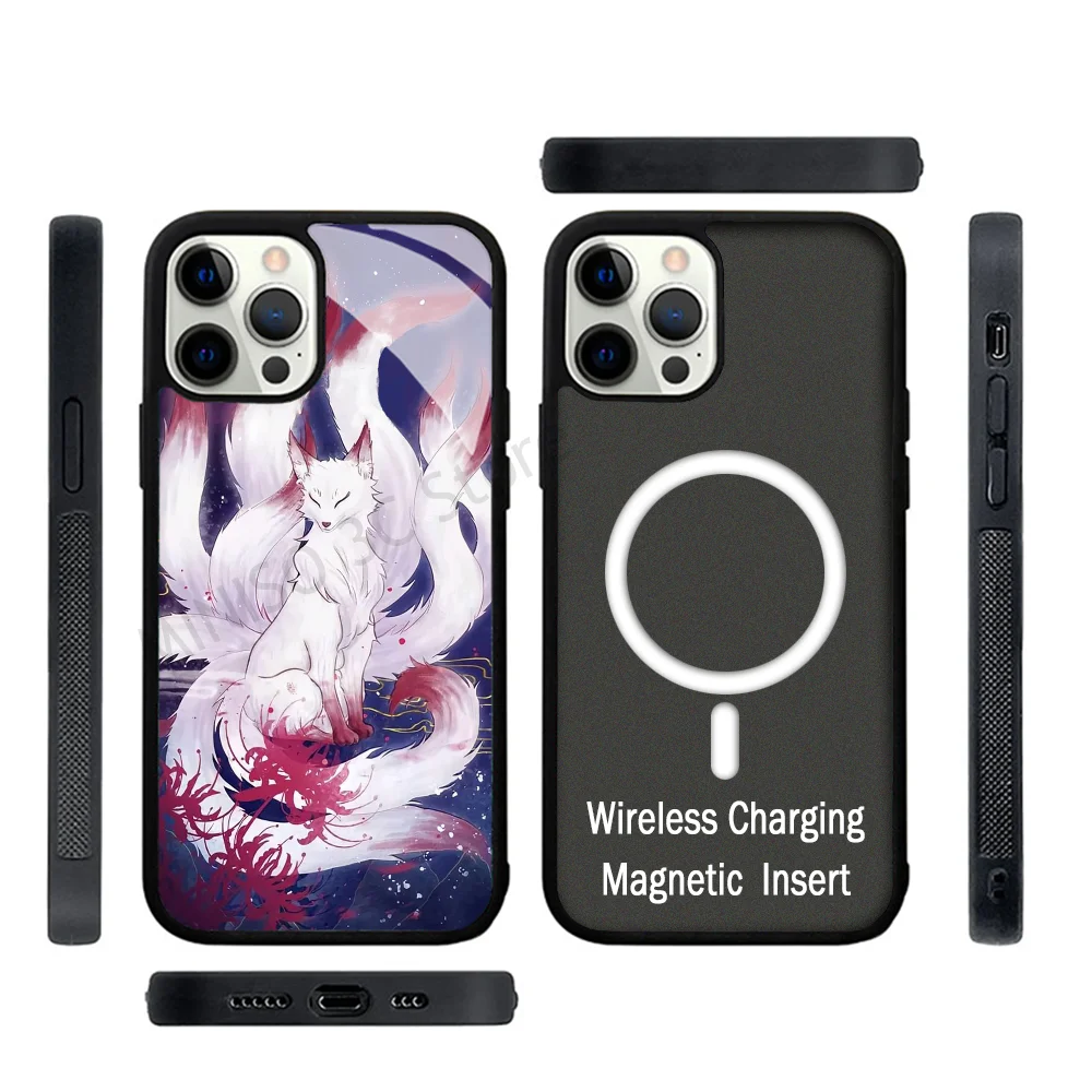 Nine-tailed Fox Art Phone Case Strong Magnetic For IPhone 15 14 13 Pro Max 11 12 Mini For Magsafe