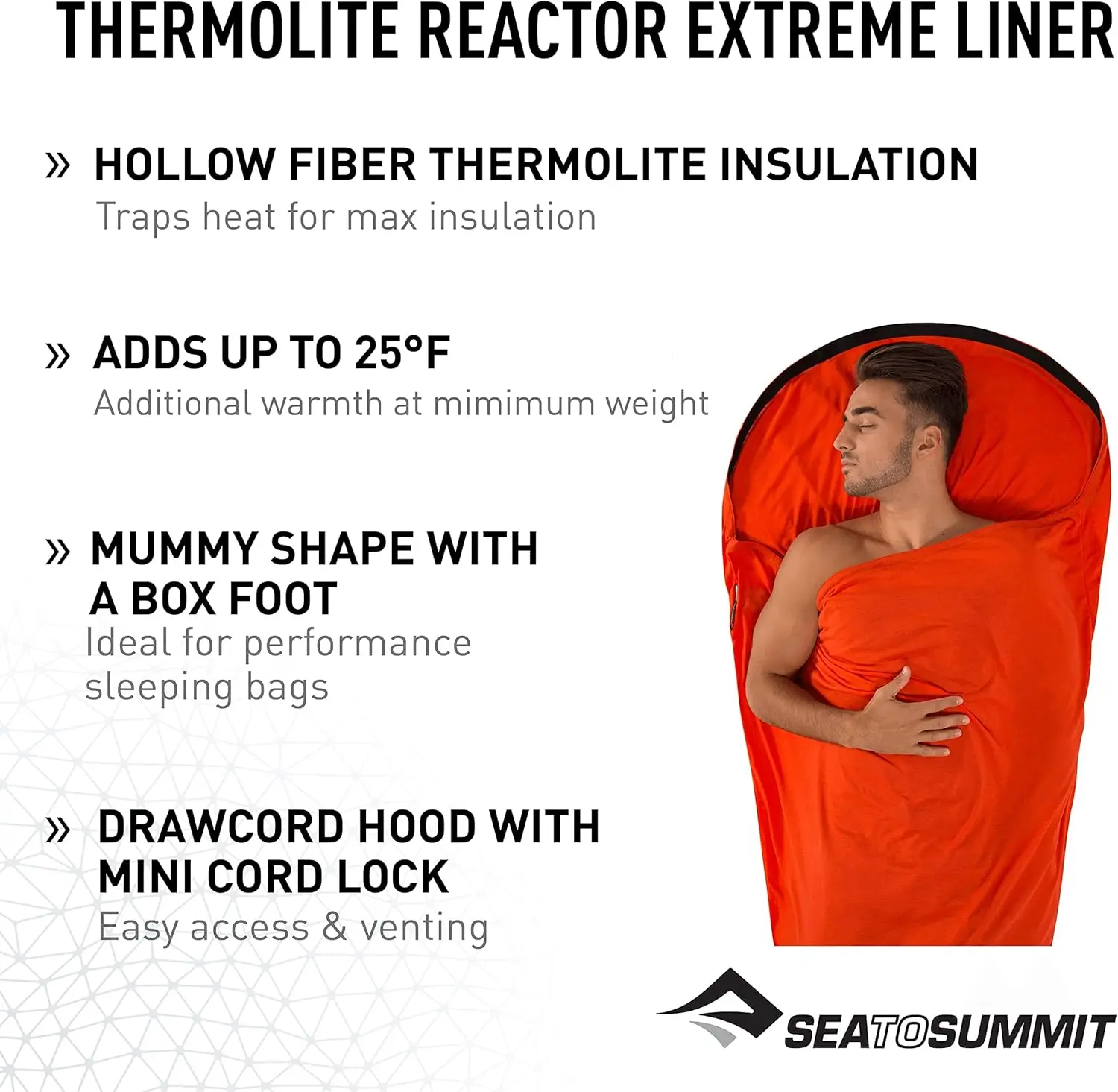 Summit Thermolite Reactor Extreme Sleeping Bag Liner - Red, 90 x 210 Centimeter