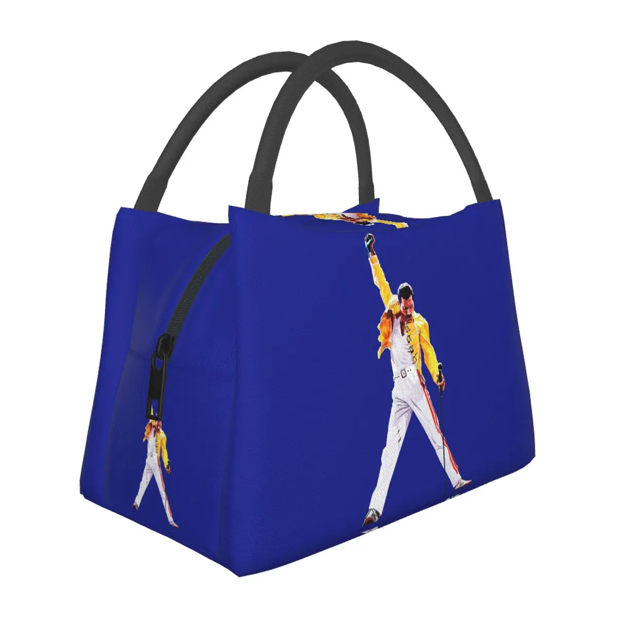 Freddie Mercury In Concert Lightweight Handheld Insulated Lunch Bag Aluminum Foil Liner for Adults Students Travel Picnic
