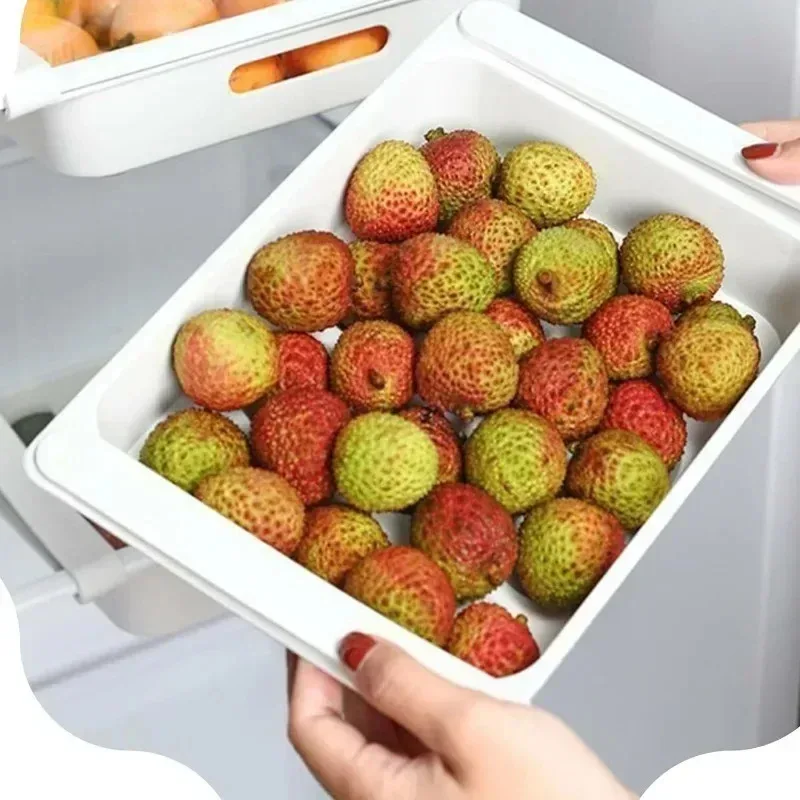 حاوية لدرج ثلاجة البيض، صناديق تخزين الثلاجة، قابلة للسحب مع مقبض، صندوق تخزين حامل رف المطبخ #5