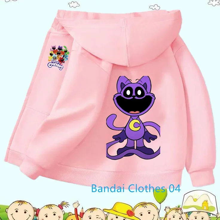 Kawaii Smiling Critters Zipper Hoodie Girls Fashion Kids Clothes Boys Trucksuit Sweatshirt Long Sleeve Children Casual Tops