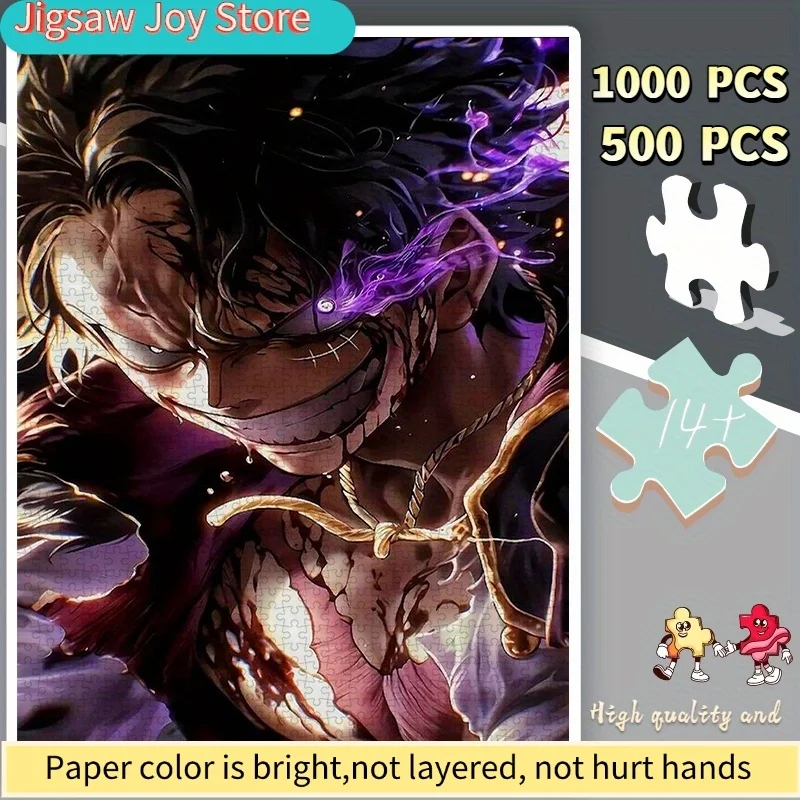 

Пазлы из бумаги с изображением аниме-персонажей с интенсивными выражениями и кровавыми улыбками, подходят для (домашнего использования)