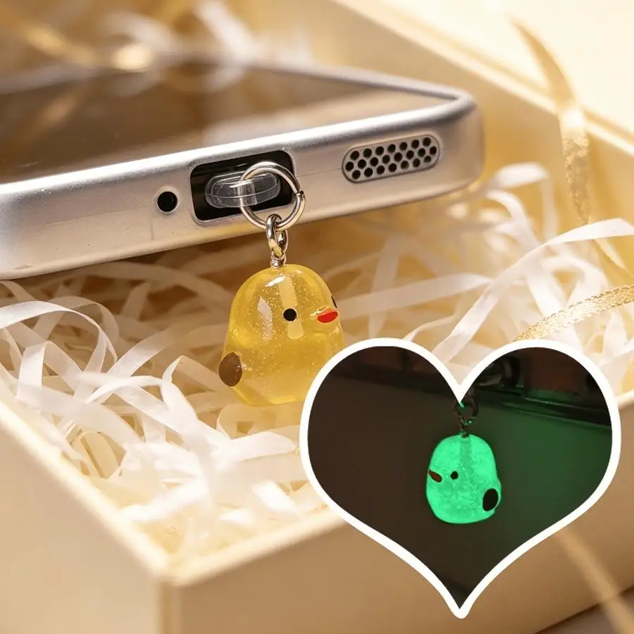 1/5/10/20/50/100pcs Glow-in-the-Dark White Chicks-Shaped Dust Cap Charm for Cell Phone Ports, Decorative Cell Phone Accessory, C