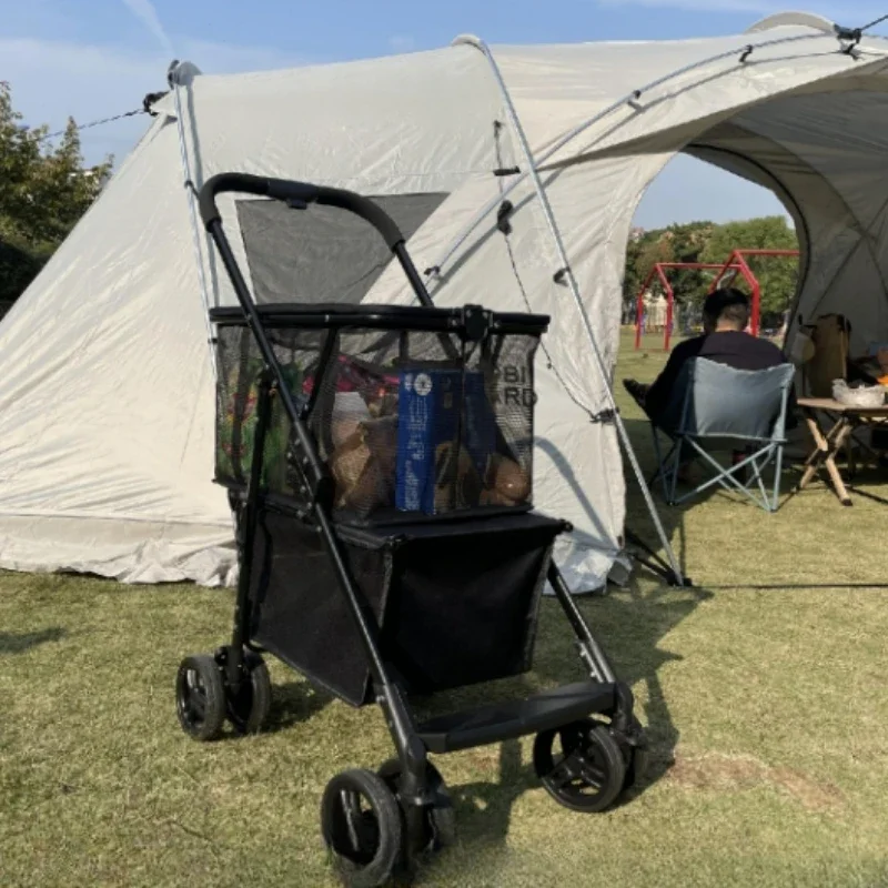 Imagem -05 - Carrinho de Compras Dobrável Leve para Supermercado Acampamento Coleção de Objetos Pesados Etc. Reutilizável à Prova Dágua Resistente ao Desgaste