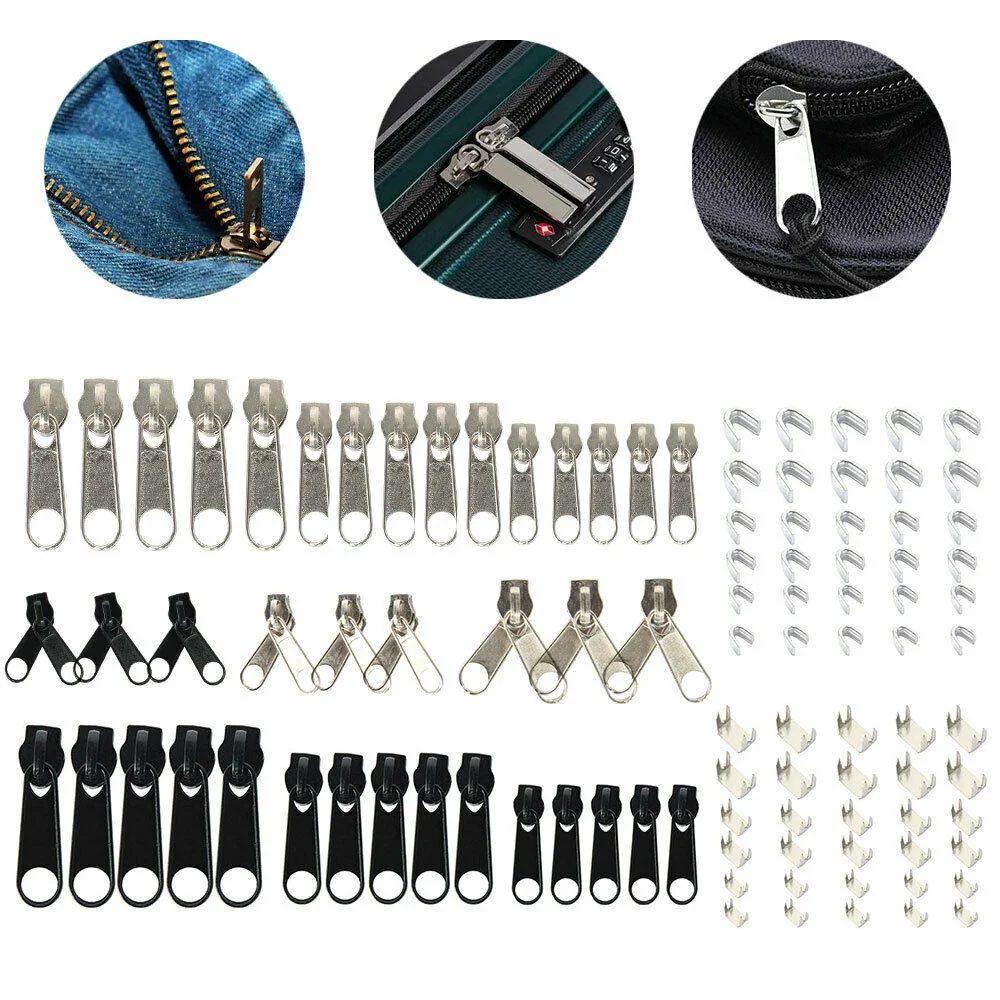 84 Stuks Rits Reparatie Kit Slider Redding Universele Ritsen Kleding Tas Tent Fix Tang Tang Naaitool Universele Instant Fix Tools