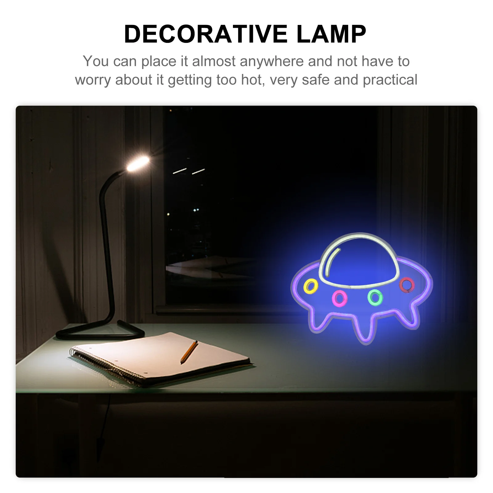 شكل سفينة الفضاء الإبداعية LED النيون تسجيل USB بالطاقة ليلة مصباح الزخرفية ضوء النيون داخلي LED ضوء المصباح حلية #4