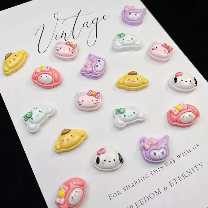 

50Pcs Kawaii Pudding Nail Charms - 3D Jelly Dessert Resin Toppers for Sweet DIY Manicures