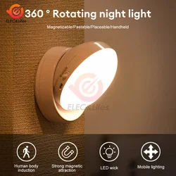 360 Rotated PIR Motion Sensor LED Night Light Wall Lamps Rechargeable Under Cabinet Light Wireless Closet Night Lamp for Bedroom