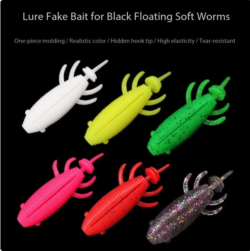 

Floating Soft Toad Worm Lure 8cm 13g Weedless Offset Hook High Simulation Artificial Bait For Snakehead Freshwater Bass Trout
