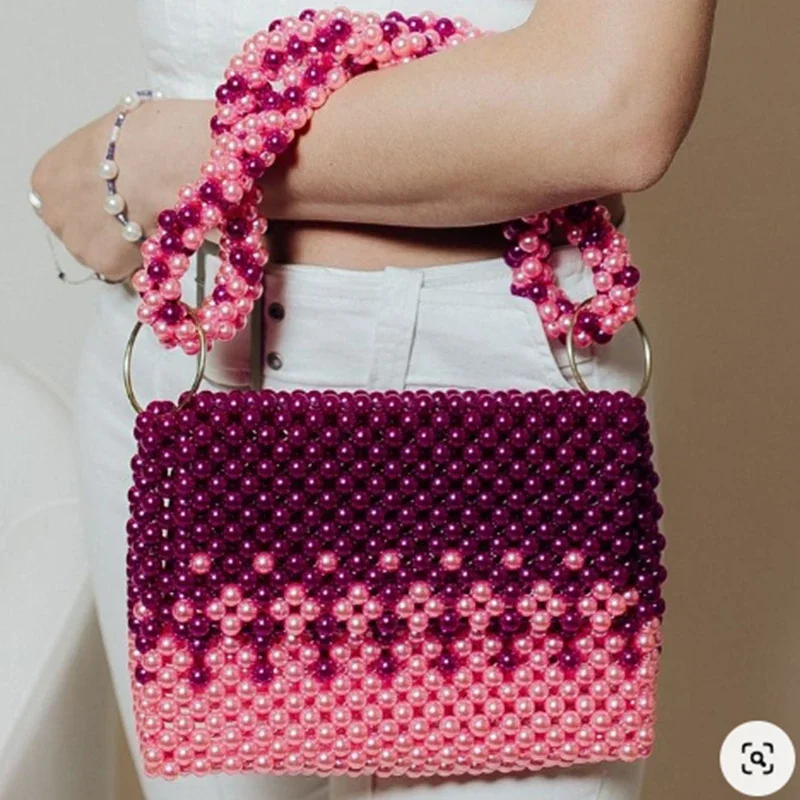 Gradient Color Ins Design Women's Shoulder Bags Fashion Niche Flip Bag Bead Production Customizable Banquet New in Handbag