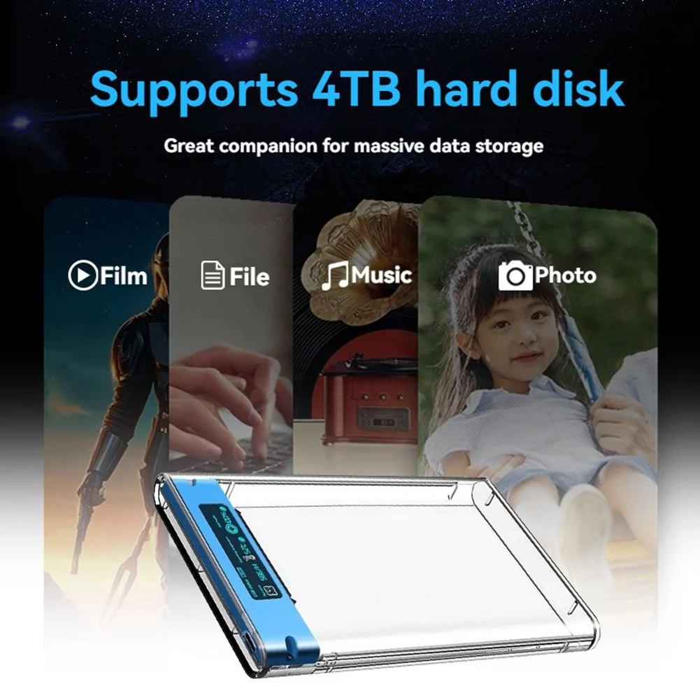 ShuoLe USB3.2 Externes Festplattengehäuse 5 Gbit/s 2,5 Zoll Festplattengehäuse BlueJAS