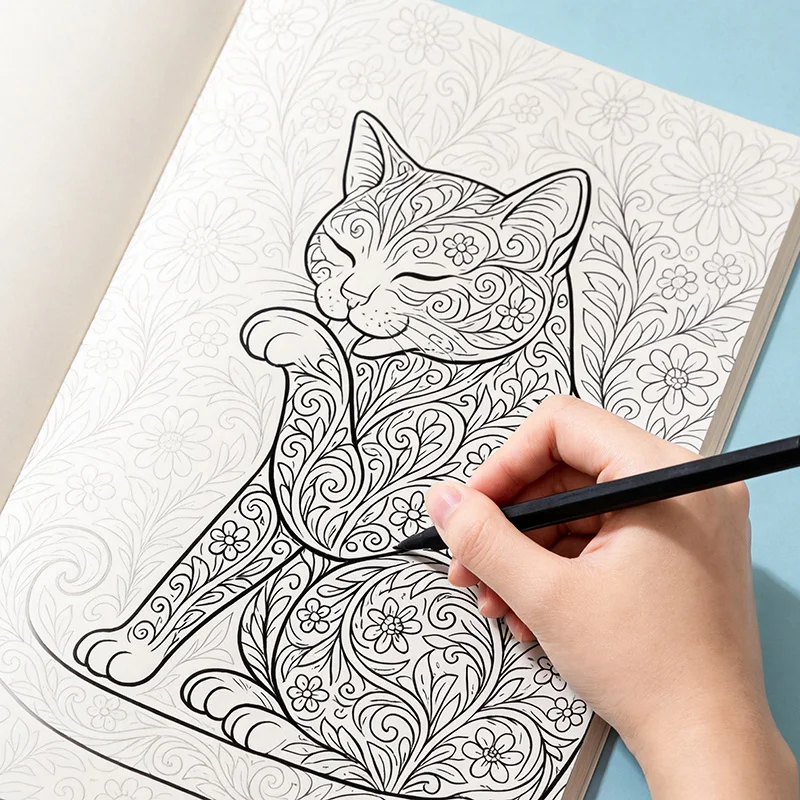 Un carnet de croquis pour adultes pour soulager le stress, un livre de coloriage de mandalas d'animaux/d'intrigants, un carnet de croquis pour copier les lignes, apaise l'esprit