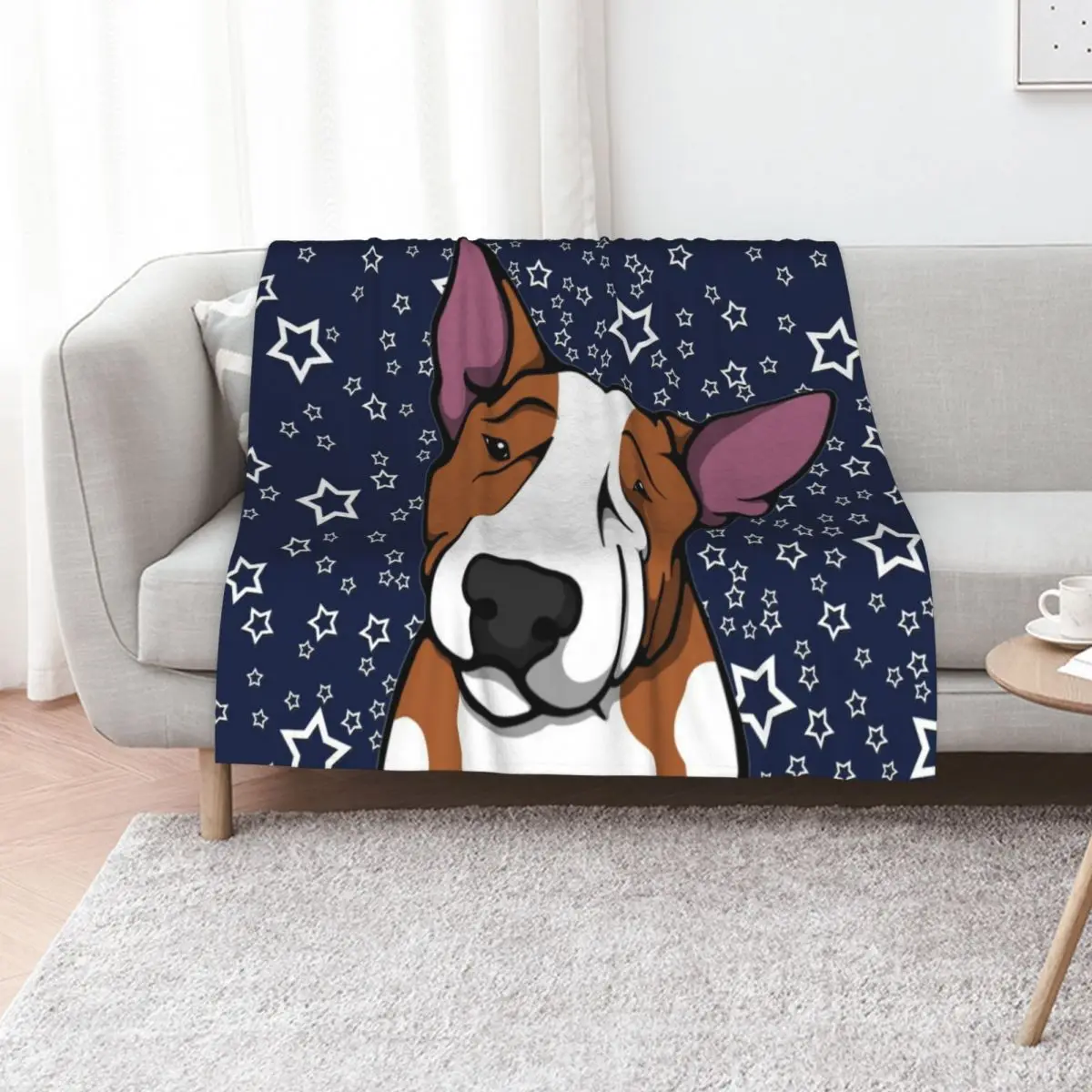 Starry English Bull Terrier Throw Blanket Stain Resistant Cozy Warm Blanket