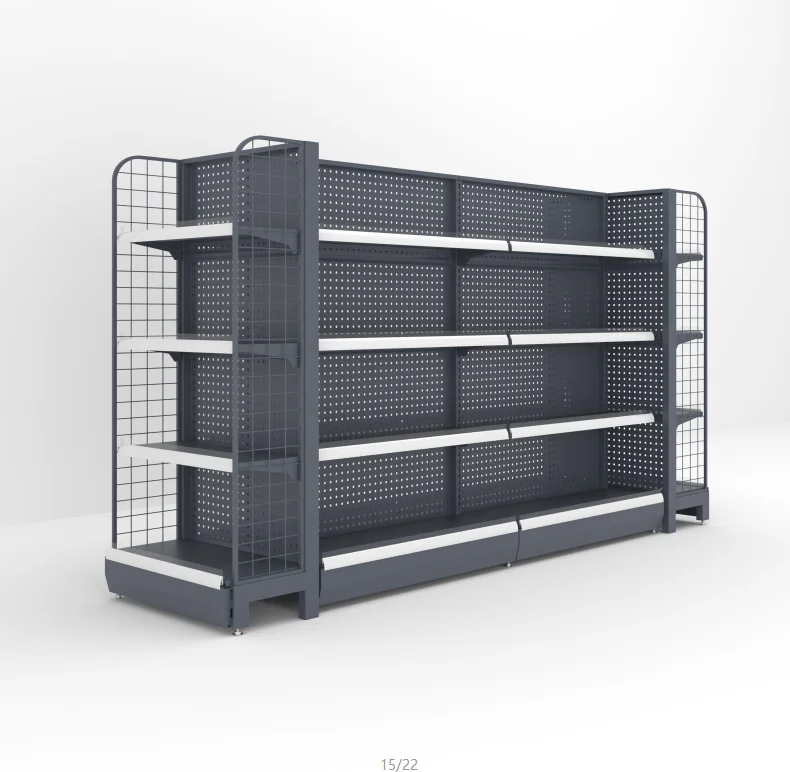 Customized Heavy-Duty Metal Supermarket Shelf Light Load Capacity Adjustable Layer Perforated Display Rack for Store Use