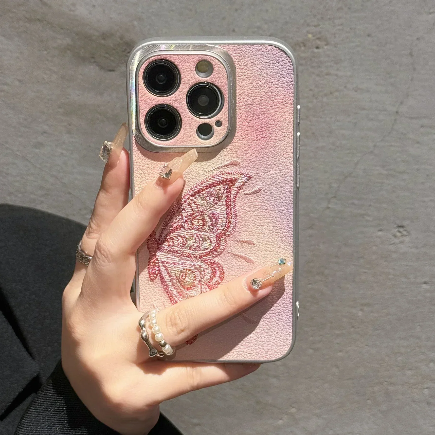 Luxury Gilding Dream Butterfly Phone Case Fro IPhone 15 14 13 12 11 Pro Max Plus Premium Pink Shockproof Hard Cover