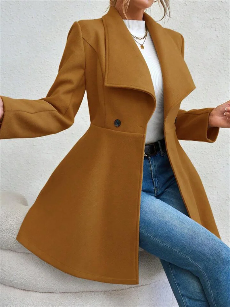 2025 herbst Winter Koreanischen Stil Zweireiher Vintage Wolle Mantel Frauen Lange Slim Fit Anzug Woolen Damen Casual Mantel Jacke